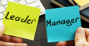 The Difference Between a Manager and a Leader (sticky notes)